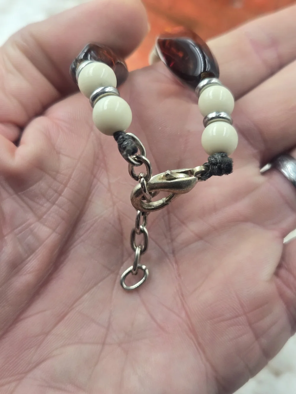 Chunky Brown and Ivory Bead Necklace